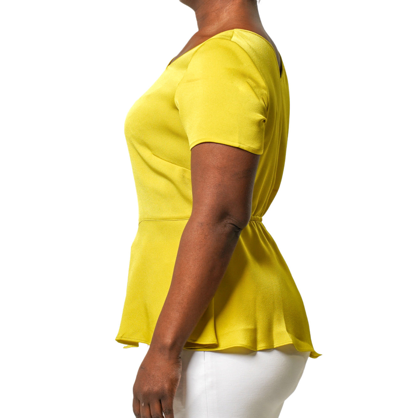 
                  
                    canary yellow blouse made from triacetate and polyester for curvy ladies
                  
                