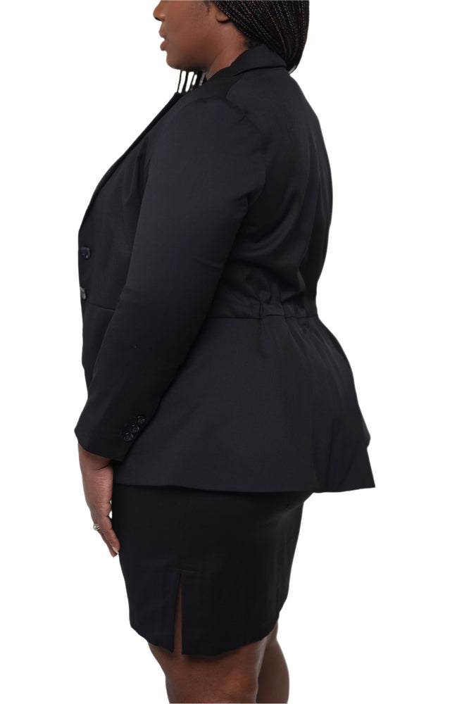 
                  
                    Black peplum wool suit jacket for curvy women
                  
                
